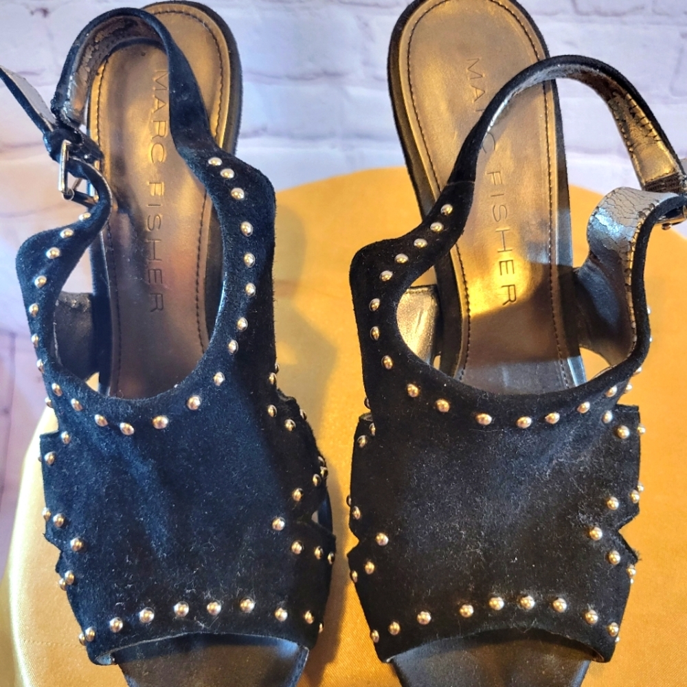 Marc Fisher Suede Studded Platform Sandals.